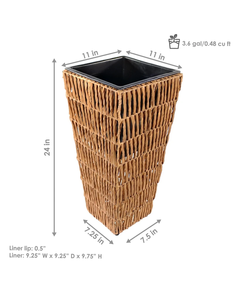 Indoor/Outdoor Hyacinth Poly-Wicker Tall Planters - 2pk 11"