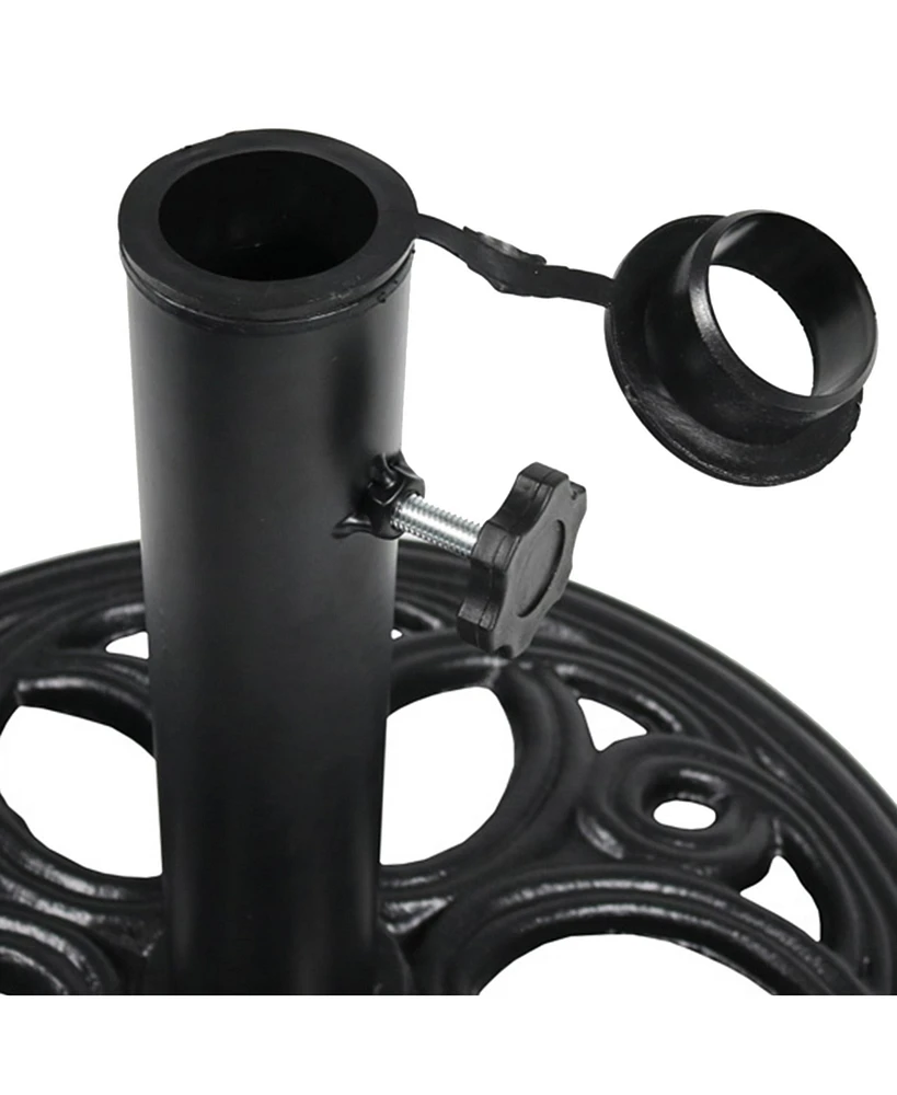 18-Inch Cast Iron Patio Umbrella Base - Heavy-Duty Round Metal Outdoor Market Umbrella Stand - 24 lbs - Black
