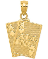 14k Gold Charm, Ace of Hearts and Spades All In Charm