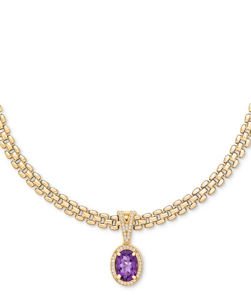 Amethyst (5-3/8 ct. t.w.) & White Topaz (3/4 ct. t.w.) Panther Link 18" Necklace in 14k Gold-Plated Sterling Silver