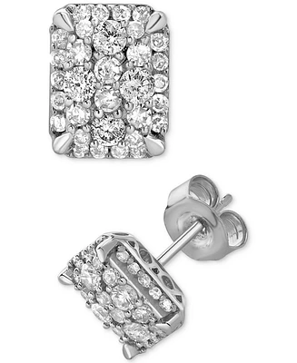 Diamond Cluster Stud Earrings (1/2 ct. t.w.) in 14k White Gold