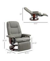 Homcom Faux Leather Manual Recliner with Swivel Wood Base Padded Armrest