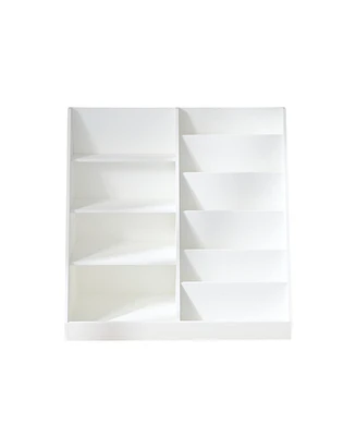 Lovmor Kids Bookshelf and Toy Storage Organizer, Multifunctional 4 Tier Wooden Kids Book Shelf with Bookcase Display Stand in Kids Room