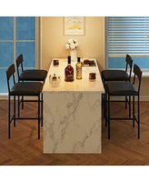 Bar Stools Set of 4, Upholstered Counter Height Bar Stools with Backrest and Footrest, Kitchen Barstools for Island, Counter Bar