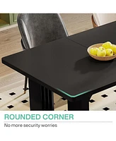 Tribesigns Modern Dining Table for 6 to 8 People, 71" Large Kitchen with Wood Pedestal Base, Rectangular Long Dinner Kitch