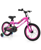 16" Led Lighted Kids Bike with Adjustable Seat Coaster Brake Training Wheels