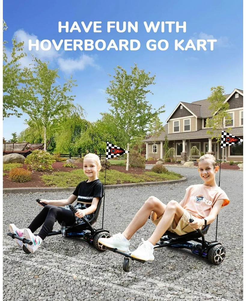 Gyroshoes Hoverboard Go Kart Seat Attachment, Compatible with 6.5" 8" 10" Hoverboards, Adjustable Frame Length for Kids and Adults