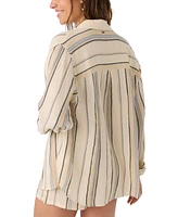 O'Neill Juniors' Leni Striped Relaxed Shirt