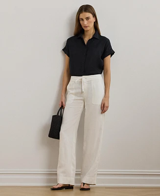 Lauren Ralph Wide-Leg 100% Linen Pants