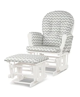 Glider and Ottoman Cushion Set Wood Baby Nursery Rocking Chair