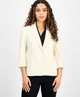 Ak Anne Klein One-Button Roll-Tab-Sleeve Blazer, Regular & Petite