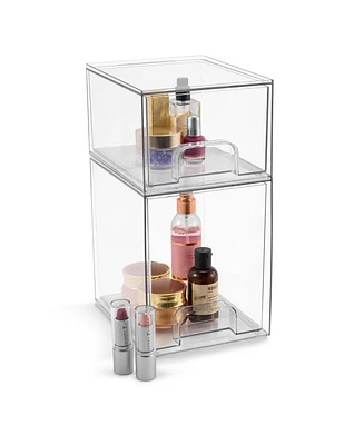 Sorbus 2 Piece (7.6 and 4.4 Tall) Makeup Organizer Case with Pull-Out Drawers