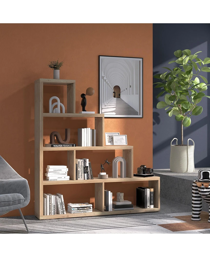 Gouun 6 Cubes Ladder Shelf Corner Bookshelf Storage Bookcase