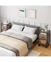 Nightstand Set of 2, Bed Side Table with Drawer, End Table for Bedroom, Living Room and Dorm, Easy Assembly