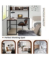 Gouun Reversible L-Shaped Corner Desk with Storage Bookshelf