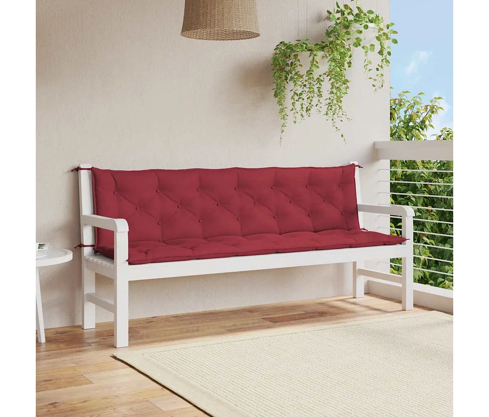 Garden Bench Cushion Wine Red 78.7"x(19.7"+19.7")x2.8" Oxford Fabric