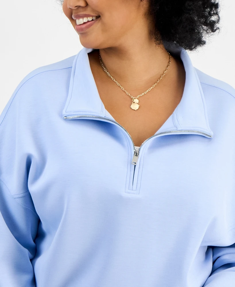 And Now This Trendy Plus Quarter-Zip Scuba Knit Pullover, Created for Macy's