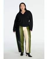 Eloquii Women's Colorblocked Faux Leather Pant