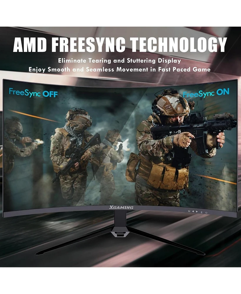 27 Inch Curved Gaming Monitor, Qhd 2560 x 1440 Computer Monitor 144Hz/165Hz, 16:9 Wide Hdr Display, FreeSync, 1ms Response, Pc Monitor Built-in Speake