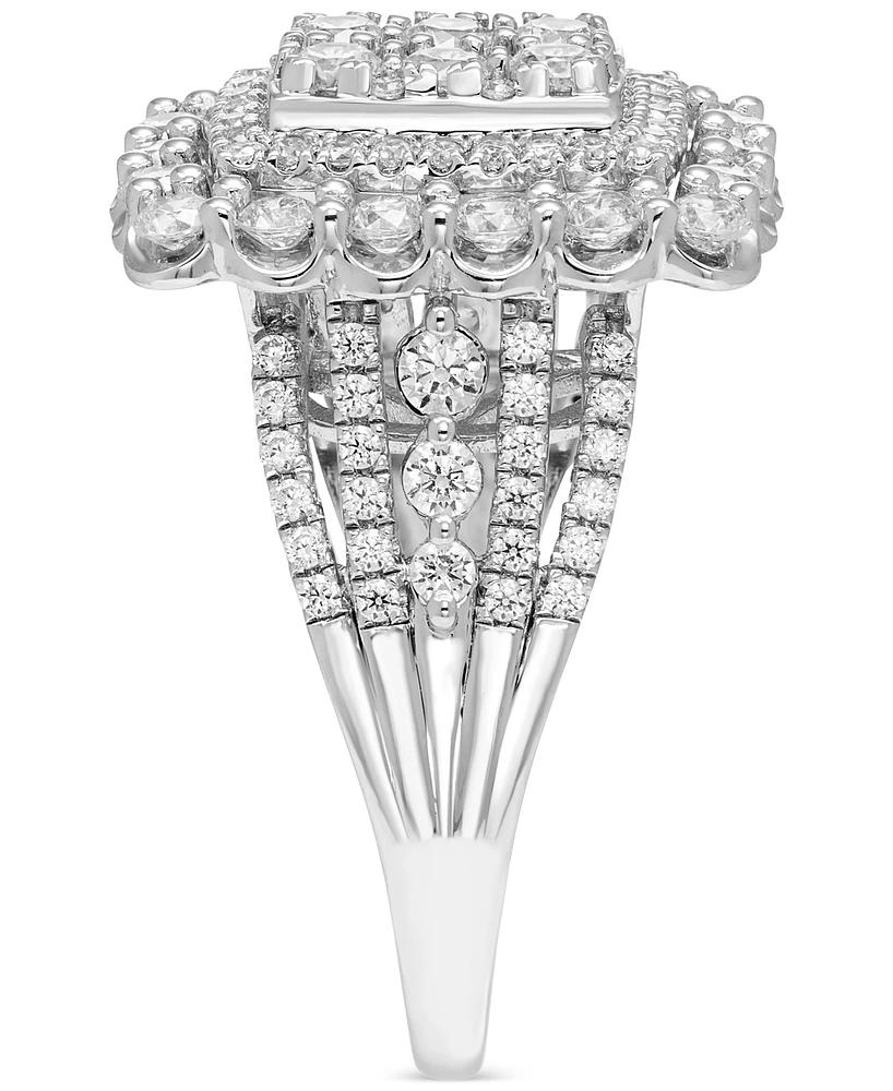Diamond Multi Halo Emerald Shaped Cluster Ring (2 ct. t.w.) in 14k White Gold