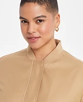 On 34th Trendy Plus Size Twill Bubble-Hem Bomber Jacket, Exclusively at Macy's