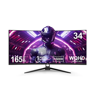 Z-edge 34" Ultra Wide 2K Curved Gaming Monitor, 21:9 Uwqhd 3440x1440, 165Hz, 1ms, FreeSync, Hdmi x2, Dp x2, Pbp & Pip Mode