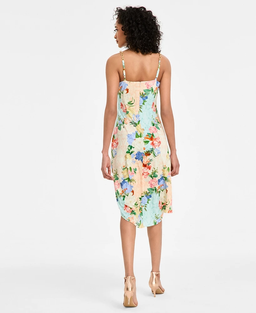 Siena Women's Floral Print Cowl Neck Sleeveless Sheath Dress