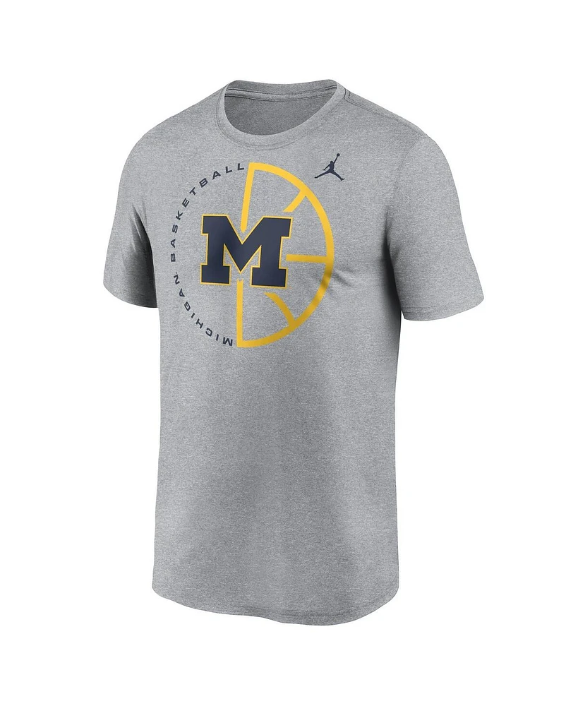 Jordan Men's Heather Gray Michigan Wolverines Legend Basketball Icon Performance T-Shirt