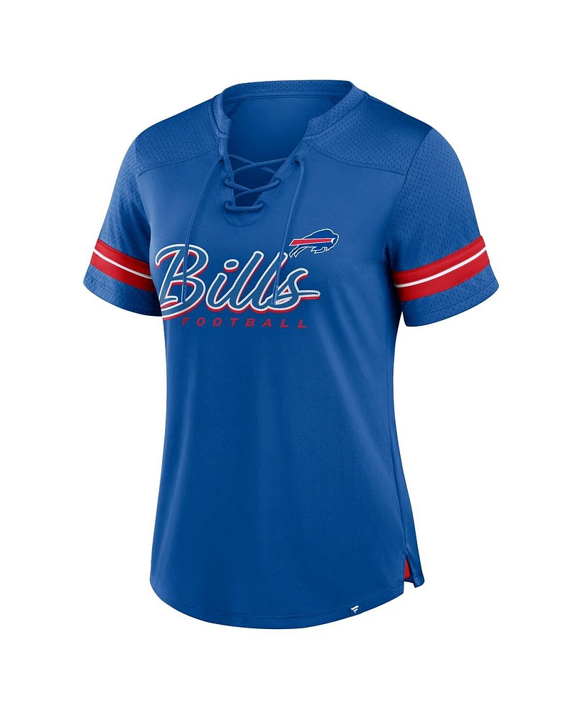 Fanatics Women's Royal Buffalo Bills Play Script Lace-Up T-Shirt