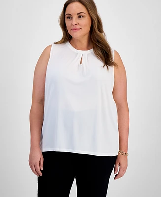 Kasper Plus Size Keyhole-Neckline Sleeveless Top