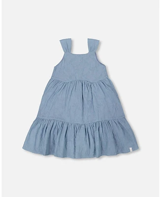 Deux par Toddler Girls Multi-Tiered Eyelet Dress Gray Blue - Toddler|Child