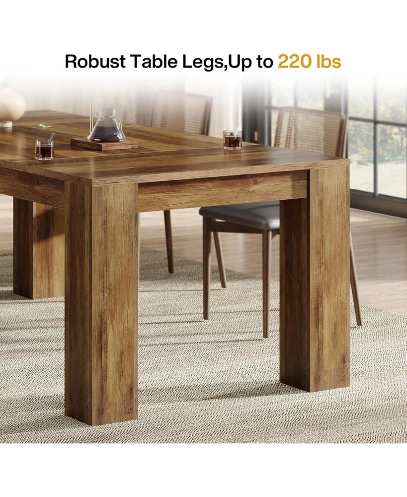 Tribesigns 63-Inch Dining Table for 4-6 People, Rectangular Kitchen Dinner Table, Farmhouse Wooden Eating Table for Home Kitchen, Dining Room