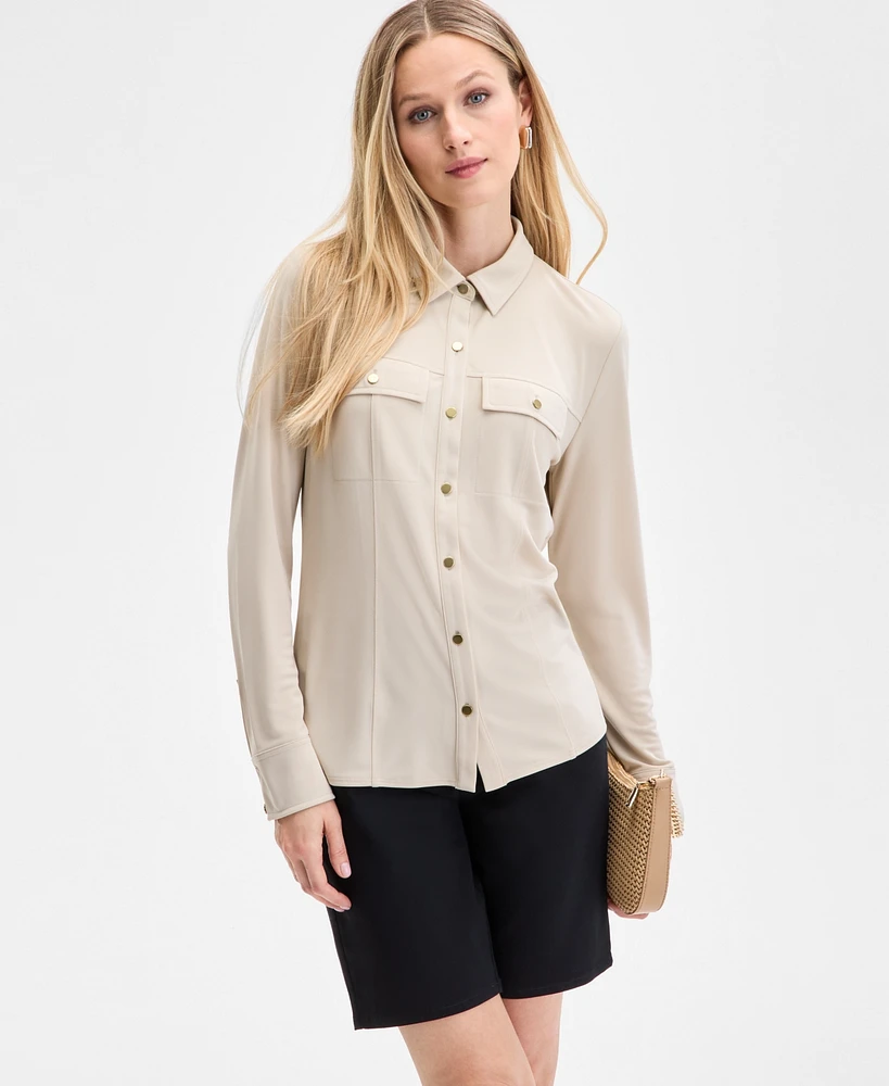 I.n.c. International Concepts Women's Knit Utility Shirt, Exclusively at Macy's