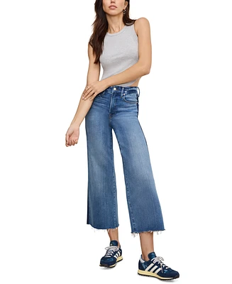 Good American Women's Soft-Tech Good Waist Palazzo Cropped Jeans
