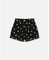 Deux par Toddler Girls Printed Short Black And Multicolored Gummies - Toddler|Child