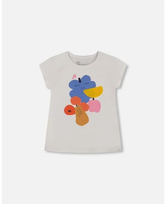Deux par Deux Big Girls Organic Cotton Tee Fruits On White Background
