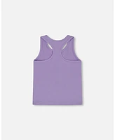 Deux par Deux Toddler Girls Organic Cotton Racerback Tank Top Floral Mauve - Toddler|Child