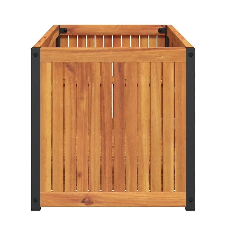 Garden Planter 43.3"x17.7"x17.3" Solid Wood Acacia and Steel