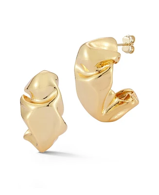 Rachel Zoe Rhodium Plated Sculptural Hoop Earrings