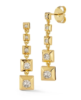 Rachel Zoe Rhodium Plated Graduating Square Drop Earrings