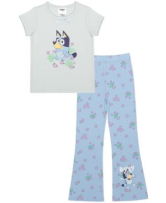 Bluey Toddler and Little Girls 2-Piece Short Sleeve Top and Legging Set