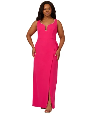 Adrianna Plus Embellished Crepe Gown
