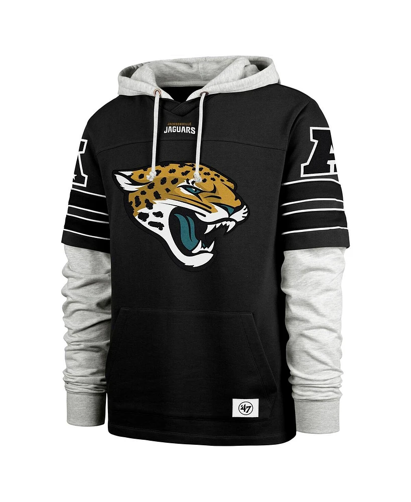 '47 Brand Men's Black Jacksonville Jaguars Double Header Blitz Cornerback Pullover Hoodie