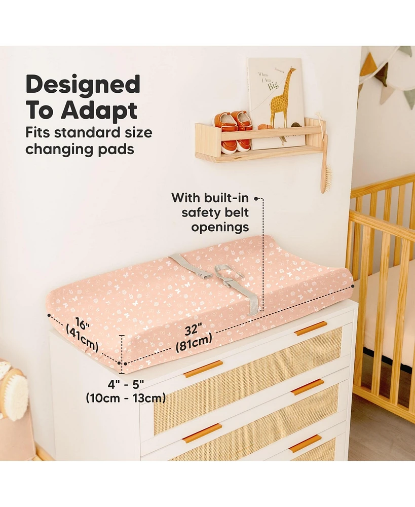 KeaBabies 2pk Isla Changing Pad Covers for Girl, Boy, Soft Contoured Diaper Table Cover Sheets Neutral