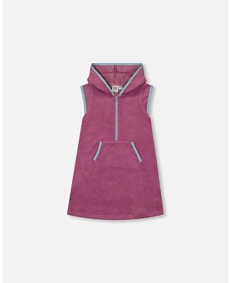 Deux par Deux Girls Hooded Terry Beach Dress Candy Pink