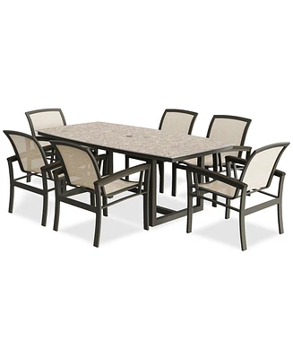 Bartow Outdoor 7-pc Dining Set (84" x 42" Rectangular Table + 6 Dining Chairs), Created for Macy's