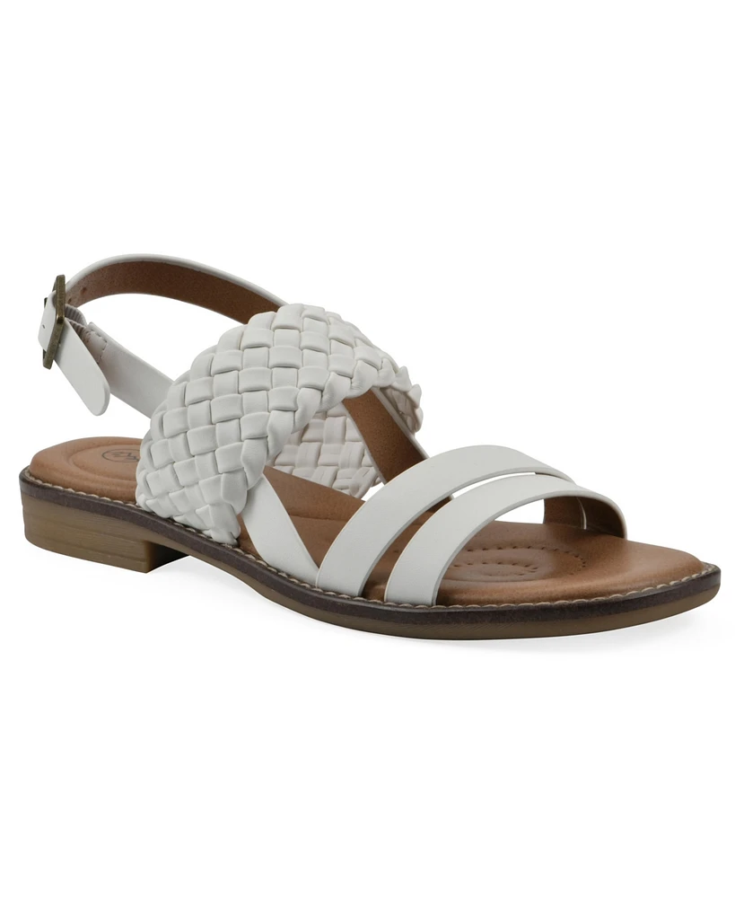White Mountain Women's Macaroni Round Toe Flat Sandals