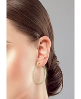 Rachel Zoe Sterling Silver Medium Pave Hoop Earrings