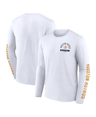 Fanatics Men's White Houston Astros Press Box Long Sleeve T-Shirt