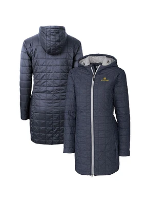 Cutter & Buck Women's Heather Navy Notre Dame Fighting Irish Rainier PrimaLoft Hooded Long Coat